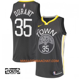 Maillot NBA Golden State Warriors Kevin Durant 35 Nike 2017-18 Noir Swingman - Enfant